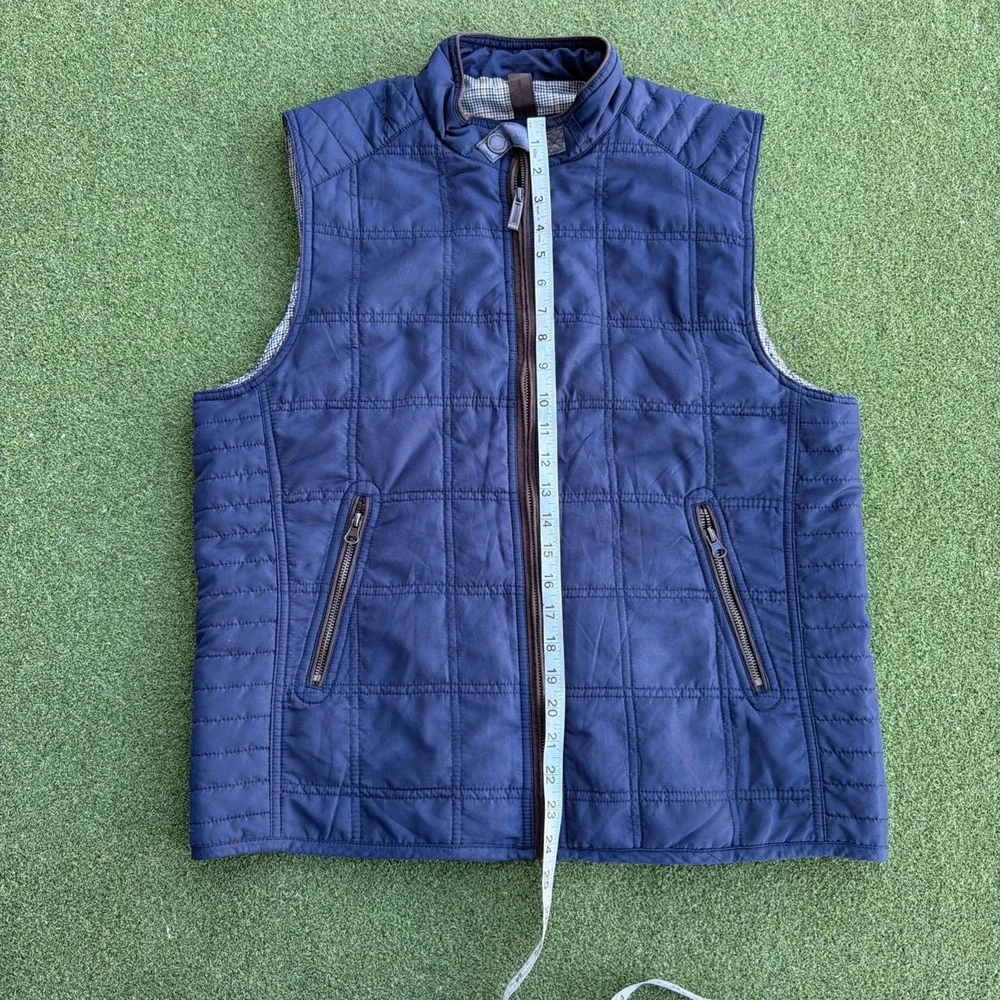 Johnston & Murphy Jacket Vest Mens Medium Blue Quilted Sleeveless Full Zip